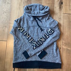 PINK Cowl Neck Sweater with Sequin Sleeves